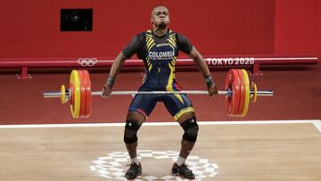 Santiago Rodallegas, quinto en la categoría 81 kg de la halterofilia en Tokio 2020.