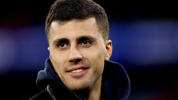 Manchester (United Kingdom), 29/01/2025.- Rodri of Manchester City, currently out injured, looks on before the UEFA Champions League match between Manchester City and Club Brugge in Manchester, Britain, 29 January 2025. (Liga de Campeones, Reino Unido) EFE/EPA/ADAM VAUGHAN