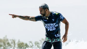 LEMOORE, CALIFORNIA - MAY 28: WSL Champion Italo Ferreira of Brazil surfs in the Final at the Surf Ranch Pro on May 28, 2023 at Lemoore, California. (Photo by Aaron Hughes/World Surf League)