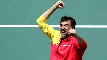 Sergi Bruguera celebr&oacute; as&iacute; el pase de Espa&ntilde;a a la final de la Copa Davis.