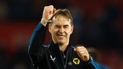 Julen Lopetegui, entrenador del Wolverhampton, celebra la victoria ante el Southampton.