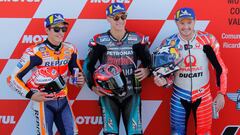 M&aacute;rquez con Quartararo y Miller, la primera fila de Cheste.