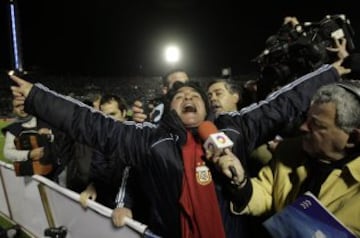 Maradona was Argentina coach in 2009 and after sealing qualification for the 2010 World Cup invited the assembled reporters in his press conference to "suck me, and to keep on sucking me." FIFA banned Maradona from all football-related activity for two mo