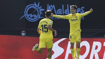 Manu Trigueros celebra su gol en Vigo. 