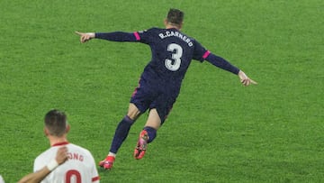 Celebrate score of Raul Carnero of Valladolid during LaLiga, football match played between Sevilla Futbol Club and Real Valladolid at Ramon Sanchez Pizjuan Stadium on December 19, 2020 in Sevilla, Spain.
AFP7
19/12/2020 ONLY FOR USE IN SPAIN