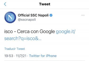 El sospechoso tuit del Nápoles sobre Isco