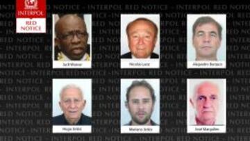 Se busca. Cartel de la web de la Interpol con la cara de los dos vicepresidentes y los cuatro empresarios en busca y captura.