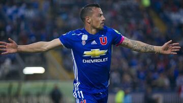 Ftbol, Deportes Antofagasta vs Universidad de Chile.
 Campeonato de Transicin 2017.
 El jugador deUniversidad de Chile Sebastian Ubilla celebra luego de convertir un gol contra Deportes Antofagasta durante el partido de primera division disputado en el 