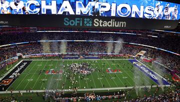 FILE PHOTO: American Football - NFL - Super Bowl LVI - Cincinnati Bengals v Los Angeles Rams - SoFi Stadium, Inglewood, California, United States - February 13, 2022 A general view as the Los Angeles Rams celebrate after winning Super Bowl LVI REUTERS/Mario Anzuoni/File Photo