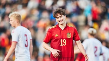 Noel L¨®pez, en un partido con Espa?a Sub-19.