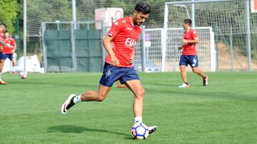 Coris, en un entrenamiento con el Girona.