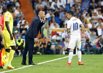 James (right) has struggled for regular game time under Zidane (centre).