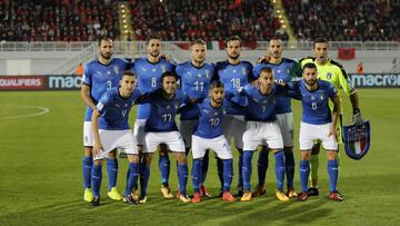 El &uacute;ltimo once de Italia, frente a Albania.