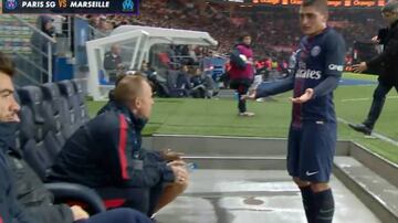 Verratti fumes at being taken off on Sunday.