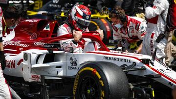 RAIKKONEN Kimi (fin), Alfa Romeo Racing ORLEN C39, portrait starting grid during the Formula 1 Aramco Gran Premio De Espana 2020, Spanish Grand Prix, from August 14 to 16, 2020 on the Circuit de Barcelona-Catalunya, in Montmelo, near Barcelona, Spain - Photo Florent Gooden / DPPI
 FLORENT GOODEN / DPPI Media / AFP7 
 16/08/2020 ONLY FOR USE IN SPAIN