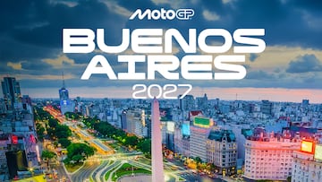 Cartel de MotoGP para anunciar el regreso de Buenos Aires en 2027.