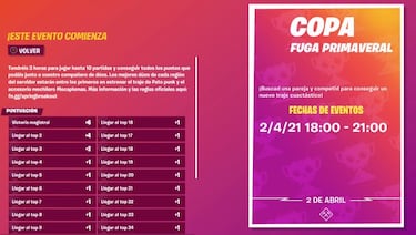 Copa Fuga Primaveral de Fortnite: fechas, horarios, premios y cómo participar