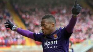 Diafra Sakho celebra el gol que le hizo al Bristol.