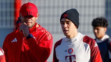 Kompany y Musiala, en el entrenamiento del Bayern.