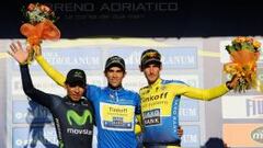 El colombiano Nairo Quintana, Alberto Contador y el checo Roman Kreuziger en el podio de la Tirreno Adriatico.