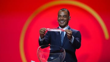 DOHA, QATAR - APRIL 1: FIFA Legend Cafu draws Argentina during the FIFA World Cup Qatar 2022 Final Draw at Doha Exhibition and Convention Center on April 1, 2022 in Doha, Qatar. (Photo by Stephen McCarthy -  FIFA / FIFA via Getty Images)