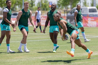 La selección de Sudáfrica durante un entrenamiento. 