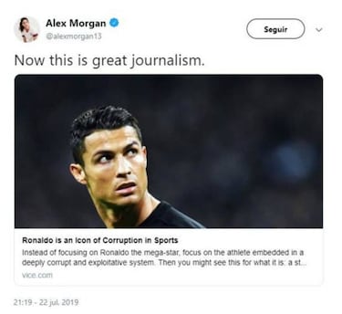 Money helps put stories down - Alex Morgan on Cristiano Ronaldo