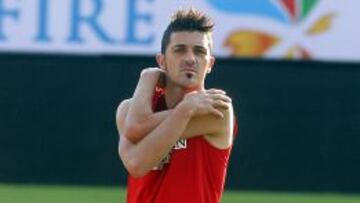 Gabi y Villa tocaron balón