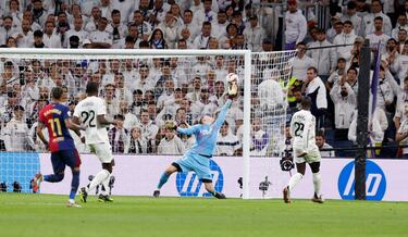 A los 77 minutos con una gran definición al poste defendido por Lunin, el joven del Barça marcó uno de los grandes goles en los clásicos. 