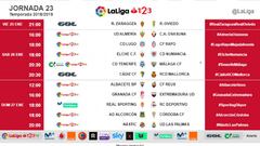 Horarios de la jornada 23 de Segunda Divisi&oacute;n.