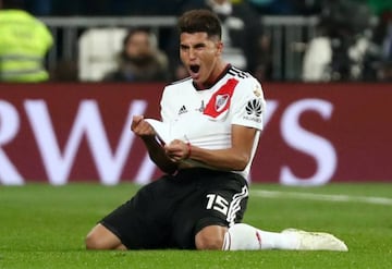 Joy runneth over | Copa Libertadores Final - Second Leg - River Plate v Boca Juniors - Santiago Bernabeu, Madrid, Spain - December 9, 2018 River Plate's Exequiel Palacios celebrates their first goal.