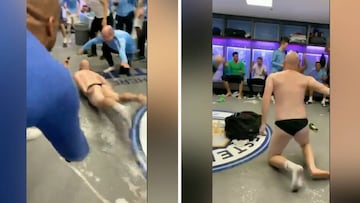 Semidesnudo y en el suelo: el show de un empleado del Etihad