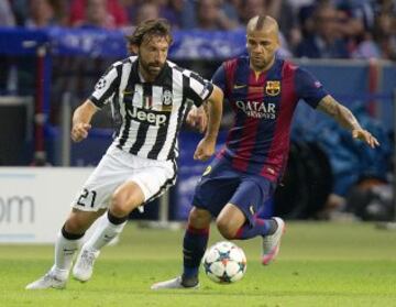 El 6 de junio de 2015 el Barcelona y la Juventus se enfrentaron en la final de la Champions League. El Barcelona lograra su quinta Copa de Europa con goles de Rakitic, Luis Surez y Neymar. En la imagen Pirlo y Dani Alves