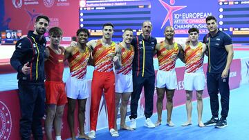 Equipo español de gimnasia en los Europeos de Turquía.