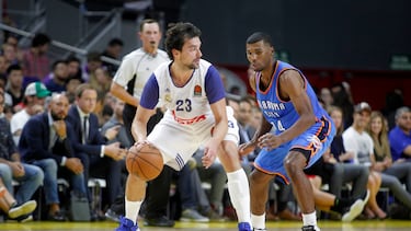 Sergio Llull, durante el partido que disputó el Real Madrid contra los Oklahoma City Thunder en 2016.