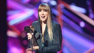 Taylor Swift speaks onstage at the 2023 iHeartRadio Music Awards held at The Dolby Theatre on March 27, 2023 in Los Angeles, California. (Photo by Christopher Polk/Variety via Getty Images)