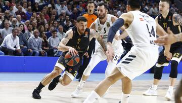 20/03/19 PARTIDO BALONCESTO BASKET 
 EUROLEAGUE REGULAR SEASON ROUND 27 
 REAL MADRID - AX ARMANI MILAN 
 MIKE JAMES Y RUDY FERNANDEZ