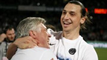 Ancelotti e Ibra, en su etapa conjunta en el PSG.