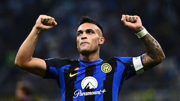 Lautaro Martínez celebra un gol con Inter de Milán