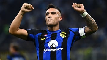 Lautaro Martínez celebra un gol con Inter de Milán