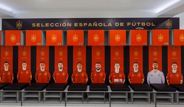 Los vestuarios y los casilleros personalizados con cada uno de los nombres de los jugadores.