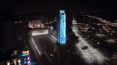 El monumento a la Bandera de Rosario se viste con la camiseta de Leo Messi