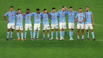 AL RAYYAN, QATAR - DECEMBER 06: l-r Rodri , Pablo Sarabia, Ansu Fati,  Jose Gaya,  Pedri, Carlos Soler, Aymeric Laporte, Alvaro Morata, Marcos Llorente and Sergio Busquets of Spain show their disappointment  in the penalty shoot out during the FIFA World Cup Qatar 2022 Round of 16 match between Morocco and Spain at Education City Stadium on December 06, 2022 in Al Rayyan, Qatar. (Photo by Patrick Smith - FIFA/FIFA via Getty Images)