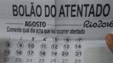 La "Porra del Atentado" que distribuyen en Río de Janeiro.