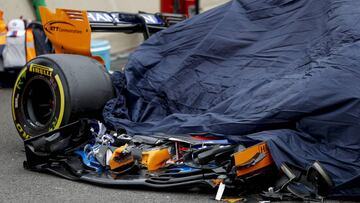 Damage on 14 ALONSO Fernando (spa), McLaren Renault MCL33, action during the 2018 Formula One World Championship, Belgium Grand Prix from August 23 to 26 in Spa -Francorchamps, Belgium - Photo DPPI *** Local Caption *** .