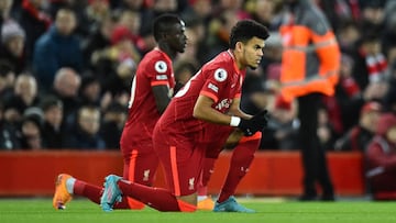 Luis D&iacute;az en un partido del Liverpool en Premier League