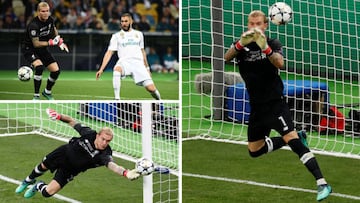 Diversas intervenciones de Loris Karius en la segunda parte de la final de la Champions que enfrent&oacute; al Liverpool con el Real Madrid.