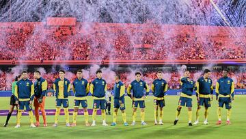 Players of America during the Semi-Final first leg match between Cruz Azul and America as part of the Liga BBVA MX, Torneo Clausura 2025 at Olimpico Universitario Stadium on May 15, 2025 in Mexico City, Mexico.