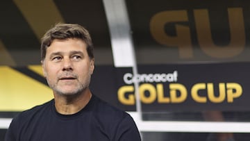 ARLINGTON, TEXAS - JUNE 22: Head coach Mauricio Pochettino of United States attends the Group Stage - Group D match between United States and Haiti as part of the 2025 CONCACAF Gold Cup at AT&T Stadium on June 22, 2025 in Arlington, Texas. Omar Vega/Getty Images/AFP (Photo by Omar Vega / GETTY IMAGES NORTH AMERICA / Getty Images via AFP)