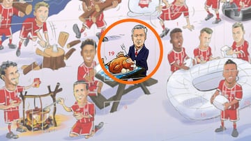 La caricatura de Ancelotti, en el calendario de Adviento del Bayern.